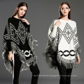 Womens Cardigan Wraps Winter gestrickte Kabel Fransen Schals Pullover Poncho (SP618)